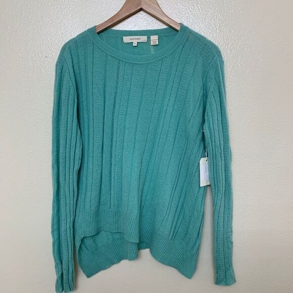 Inhabit Women's Asymmetrical Ribbed Cashmere Sweater Medium in Aloe Green $385 - Picture 2 of 6